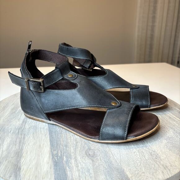 Bed Stu Roan Hali Black Leather Slingback Sandals Flats US Size 7.5 - Picture 3 of 10